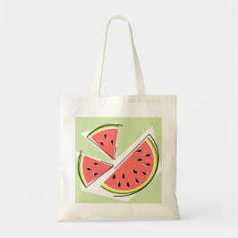Watermeloenslakken canvas tas groen