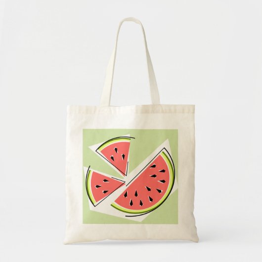 Watermeloenslakken canvas tas groen (Voorkant)