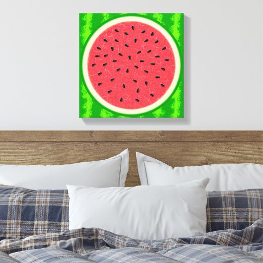 Watermeloenslantaarnzomerfruit met zwoerd canvas afdruk (Insitu (Slaapkamer))