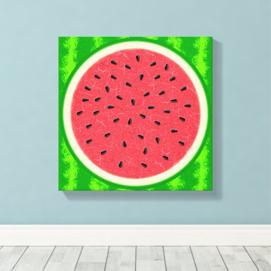 Watermeloenslantaarnzomerfruit met zwoerd canvas afdruk (Insitu (Houten vloer))