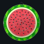 Watermeloenslantaarnzomerfruit met zwoerd dartbord<br><div class="desc">Dit watermeloenontwerp heeft een ronde vrucht die eruit ziet alsof hij gesneden is, dus het sappige roze rode vlees van de meloen shows, samen met veel zwarte watermeloen zaden. De bessen hebben ook een bespikte groene, gevlekte korst. Het is een schattig, knappe zomertijddesign. Zie overeenkomende objecten in onze winkel onder...</div>