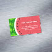 Watermeloenslantaarnzomerfruit met zwoerd magnetisch visitekaartje (Voorbeeld)