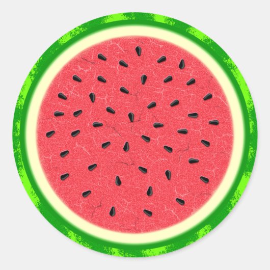 Watermeloenslantaarnzomerfruit met zwoerd ronde sticker (Voorkant)