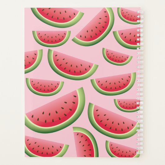 Watermeloenslijmen op roze met aangepaste naam planner (Achterkant)