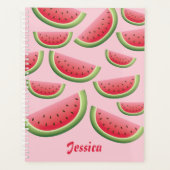 Watermeloenslijmen op roze met aangepaste naam planner (Voorkant)