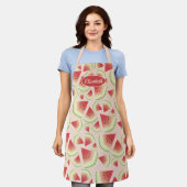 Watermeloenslijmpatroon met aangepaste naam schort (Gedragen)