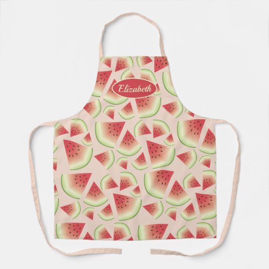 Watermeloenslijmpatroon met aangepaste naam schort (Voorkant)