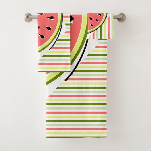 Watermeloenslijmstripe dunne bad handdoek (Insitu)