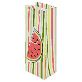 Watermeloenslijmstripe dunne wijn cadeautas (Achterkant Gekanteld)