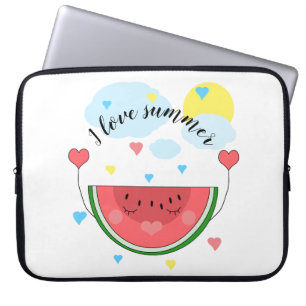 Watermeloensnijd, tekst, "Ik hou van de zomer" Laptop Sleeve