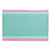 watermeloensroze en blauwgroen munt met vlekken kussensloop (Achterkant)