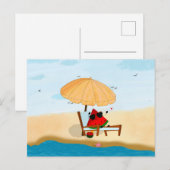 watermeloenstrand zomervakantie feestdagenkaart (Voorkant / Achterkant)