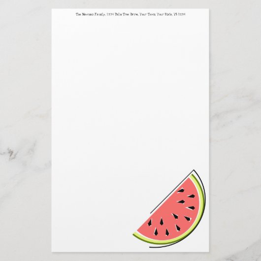 Watermeloenswittekst Briefpapier (Voorkant)