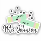 Watermeloenthema Terug naar de naam van de leerkra Sticker (Voorkant)