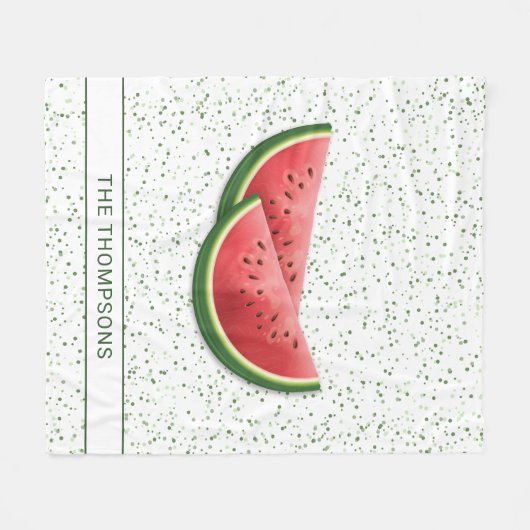 Watermeloenvruchtenplakjes en groene Stippen met t Fleece Deken (Voorkant (Horizontaal))
