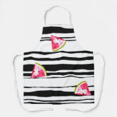 Watermeloenwiggen op zwart streepwit patroon schort (Voorkant)