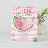 Watermelon 1st Birthday Invitation Kaart (Staand voorkant)