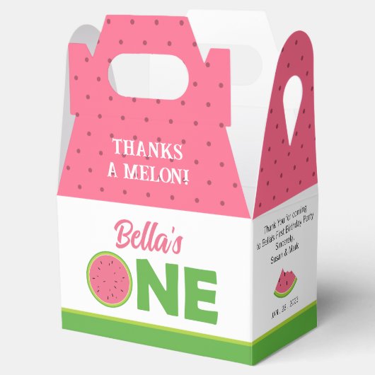 Watermelon 1st Birthday Party Gable Box for girl Bedankdoosjes (Geopend)