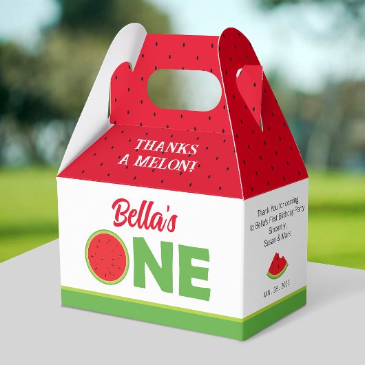 Watermelon 1st Birthday Party Gable Box for girl Bedankdoosjes