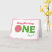 Watermelon 1st-geboortecaart voor één jaar oud mei kaart (Gele Bloem)