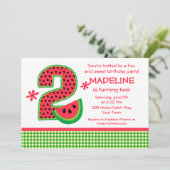 Watermelon 2e verjaardag Gingham Kaart (Staand voorkant)