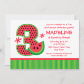 Watermelon 3rd Birthday Stripe Kaart (Voorkant)