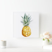 Watermelon Ananas Tropical White Grey Fruits Vierkante Klok (Huis)