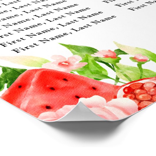 Watermelon and Pomegranate 15 Tables Seating Chart Poster (Hoek)