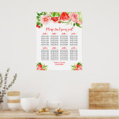 Watermelon and Pomegranate 8 Tables Seating Chart Poster (Keuken)