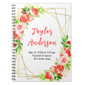 Watermelon and Pomegranate Baby Birth Stats Notitieboek (Voorkant)