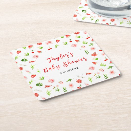 Watermelon and Pomegranate Baby Shower Kartonnen Onderzetters (Schuin)