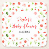 Watermelon and Pomegranate Baby Shower Kartonnen Onderzetters (Voorkant)