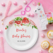 Watermelon and Pomegranate Baby Shower Papieren Bordje (Feest)
