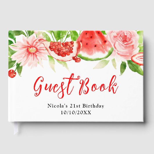 Watermelon and Pomegranate Birthday Gastenboek (Voorkant)