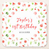 Watermelon and Pomegranate Birthday Kartonnen Onderzetters (Voorkant)