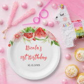 Watermelon and Pomegranate Birthday Papieren Bordje (Feest)