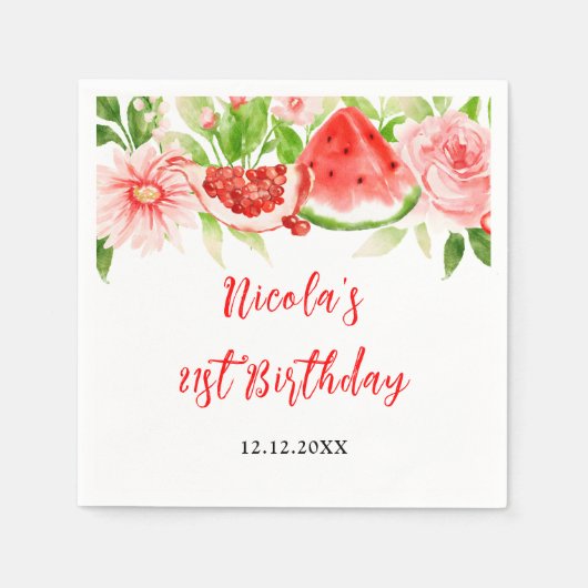 Watermelon and Pomegranate Birthday Servet (Voorkant)