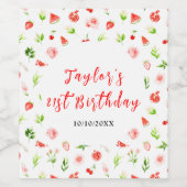 Watermelon and Pomegranate Birthday Wijn Etiket (Enkel label)