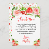 Watermelon and Pomegranate Bridal Shower Bedankkaart (Voorkant / Achterkant)