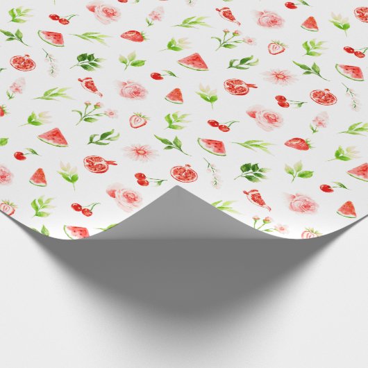 Watermelon and Pomegranate Pattern Cadeaupapier (Hoek)
