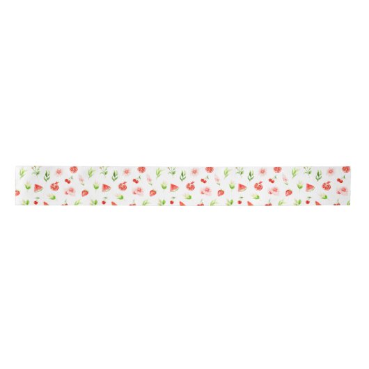 Watermelon and Pomegranate Pattern Satijnen Lint (Voorkant)