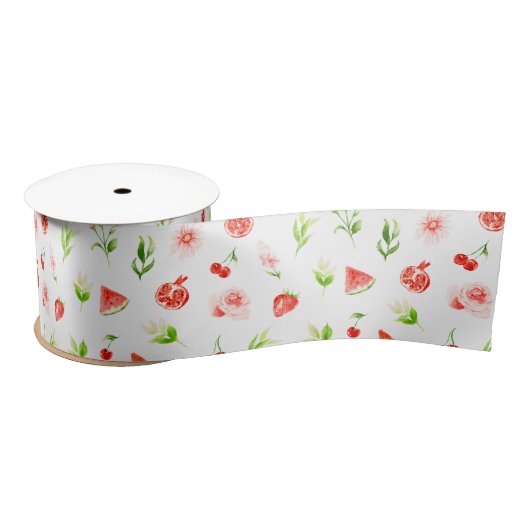 Watermelon and Pomegranate Pattern Satijnen Lint (Spoel)