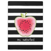 Watermelon Apple Stripes Personaliste leraar Klembord (Achterkant)