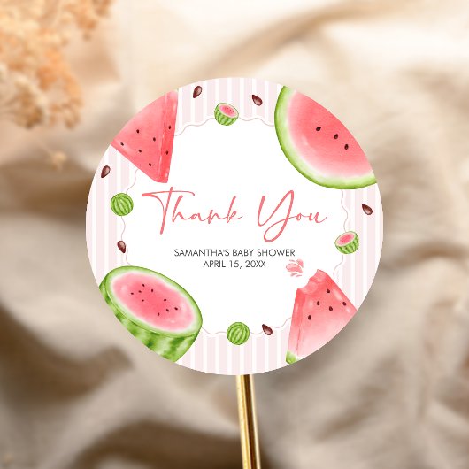 Watermelon Baby Shower Ronde Sticker