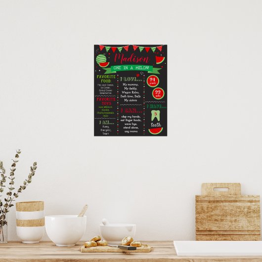 Watermelon Birthday Birthday Sign Poster (Keuken)