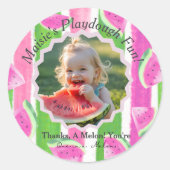  Watermelon Birthday Favor Playdough Lid Ronde Sticker (Voorkant)