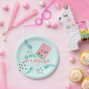 Watermelon Birthday Girl / One in a Melon Pink Pap Papieren Bordje