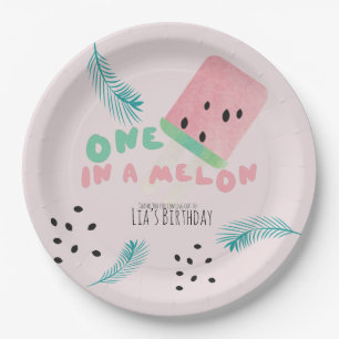 Watermelon Birthday Girl/One in Melon Pink Papieren Bordje