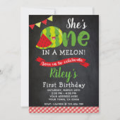Watermelon Birthday Invitation, Chalkboard Kaart (Voorkant)