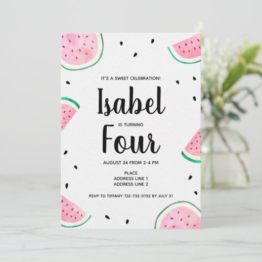 Watermelon Birthday Invitation Kaart (Staand voorkant)
